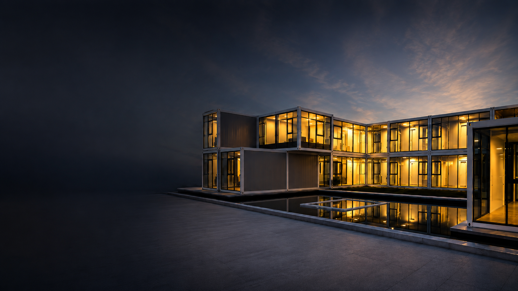 Glass curtain wall modular office building by RZ PREFAB